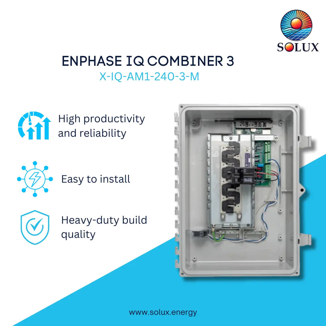 This is an image of Enphase IQ Combiner 3 with SKU of X-IQ-AM1-240-3-M
